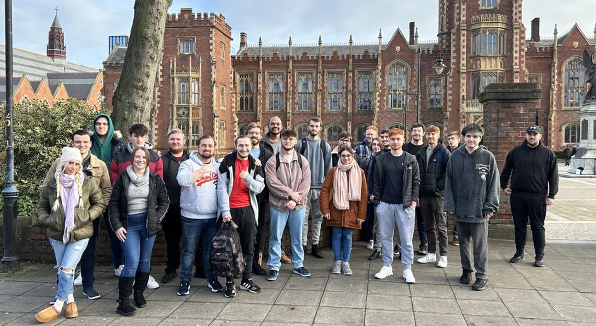 Picture of HE Computing students at Queens University Belfast